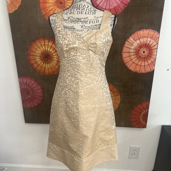 Sigrid Olsen Silk/Cotton Sleeveless Brocade Metallic Dress Elegant Timeless Sz 2 - Picture 1 of 8